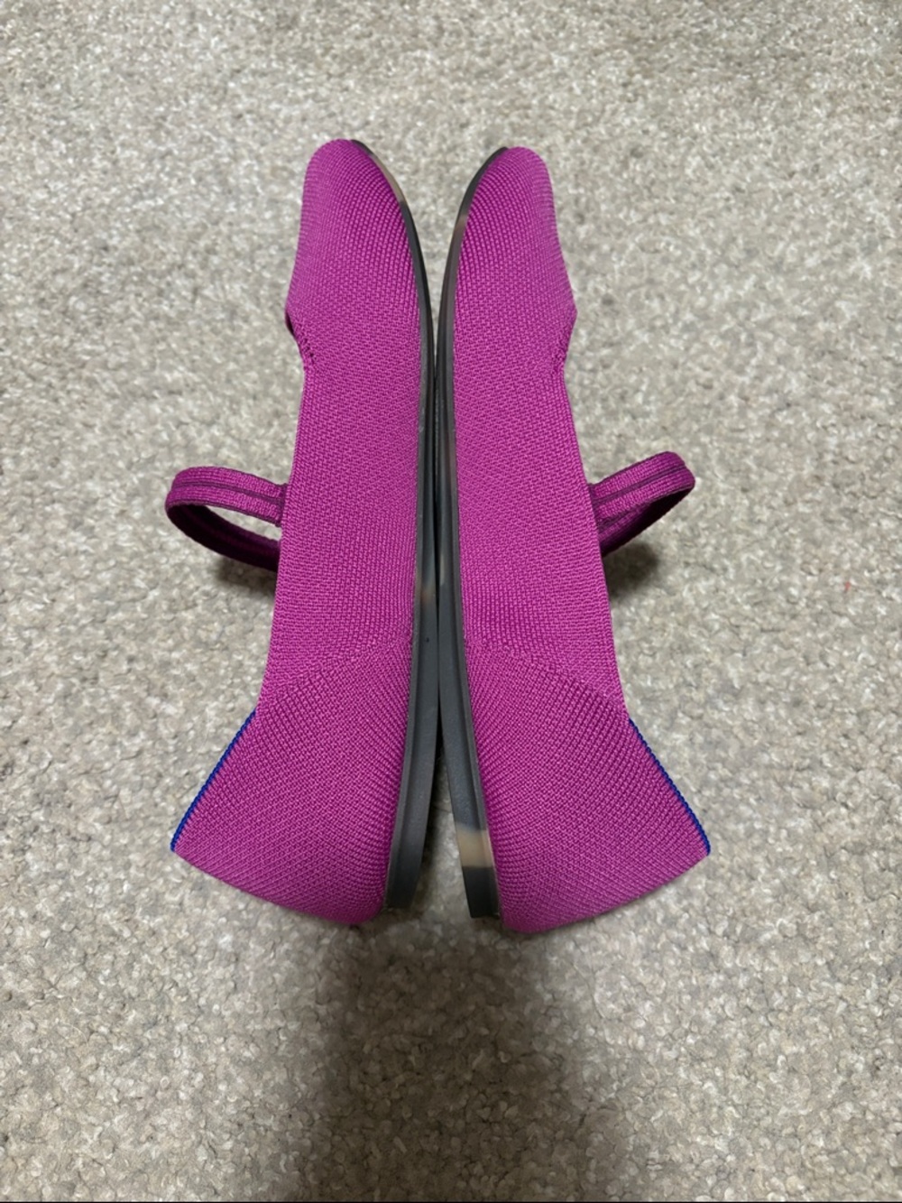 Rothy's Pink Mary Jane Flats with Blue Heel Trim - Picture 4 of 7